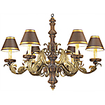C173-WCH 13 By Artdemexico - Wood Lighting Collection Collection Antique Walnut Finish Carved Wood and Wrought Iron Chandelier